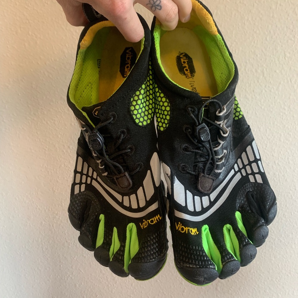 Vibram Women's Black and Lime FiveFingers Athletic Shoes
